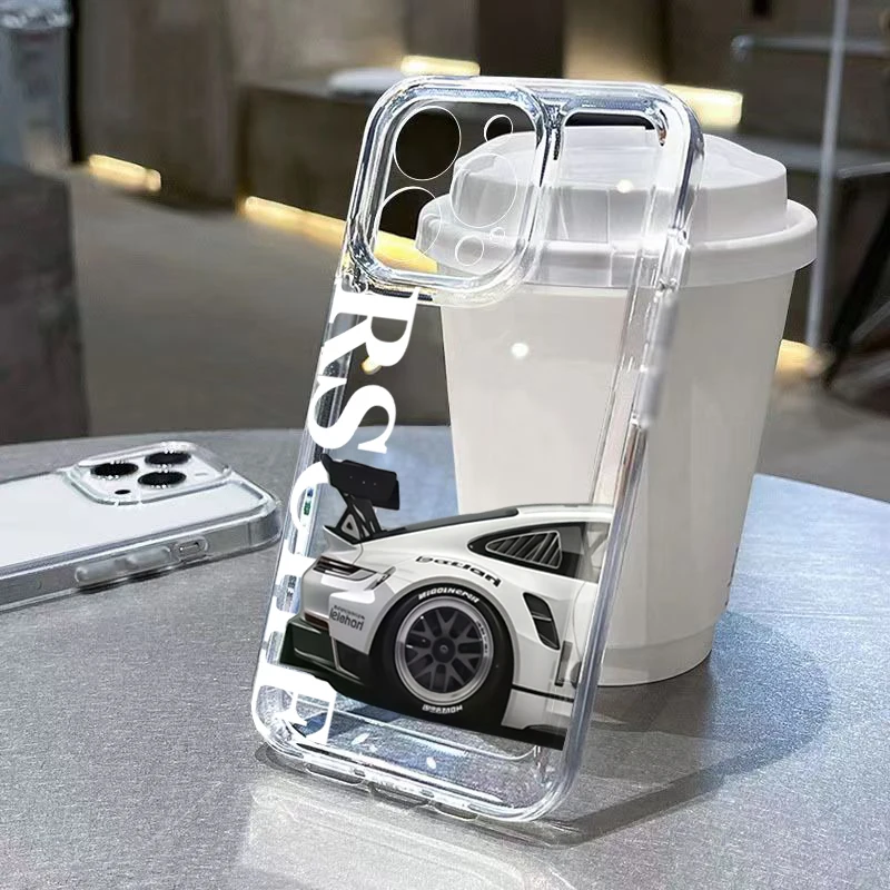 Transparent Cool Sports Car Phone Case For iPhone 17 Pro Max 16 15 14 13 12 11 Pro Max XS Max X XR 7 8 Plus 16e 17Air Soft Cover
