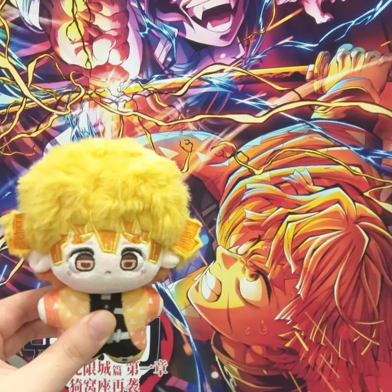 Demon Slayer Agatsuma Zenitsu Q Version Short Legs Soft Plush Doll Bedroom Bedside Table Decoration Anime Enthusiast Collection