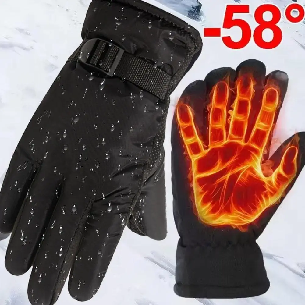Fleece-lined Winter Warm Keep Ski Gloves Waterproof Windproof Snowboard Skiing Gloves Snowmobile Motorcycle Mittens Touch Screen