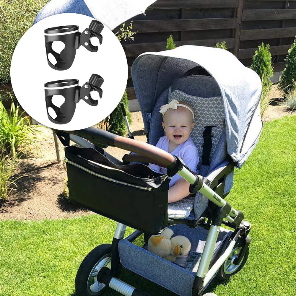 

2 Pcs Stroller Cup Holder Water Bottle Rack Feeding Trolley Cart Multifunction