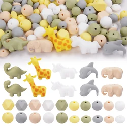 LOFCA 115pcs animal silicone baby teether beads Pacifier chain DIY bijouterie necklace child Baby toys from 6 to 12 months