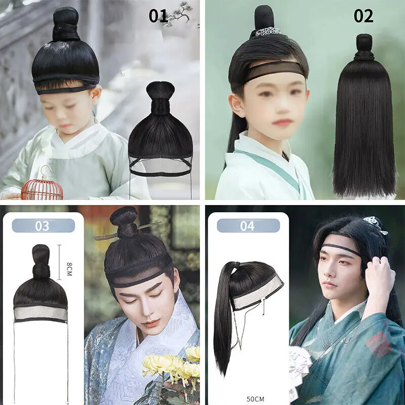 Cosplay Hoofdtooi Hanfu Hoed Zwarte Hanfu Mannen Krijger Cosplay Haarproducten Oude Geschiedenis Ninja 'S Haarstuk Kostuum Accessoires