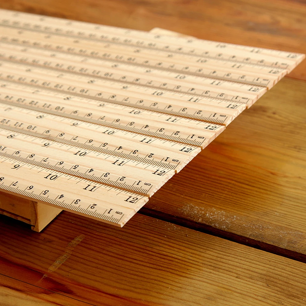 

30 Pcs Wooden Straight Ruler Double Scale School Ruler Bamboo Measuring Inches Centimeters Sturdy Office Home Student