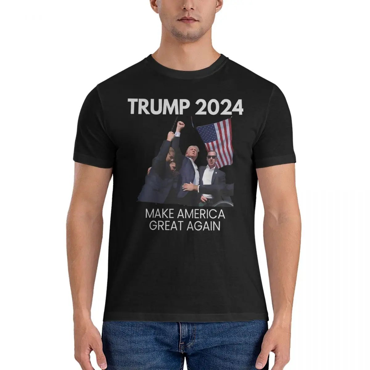 Trump Assassination Attempt 2024 T-Shirt for Men Donald Trump Funny Pure Cotton Tees O Neck Short Sleeve T Shirt Unique Clothing