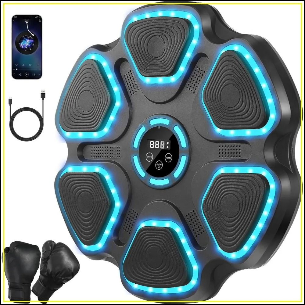 Music Boxing Machine with Bluetooth, LED, 11 Modes, 9 Speeds, Wall Mounted, for Adults & Kids