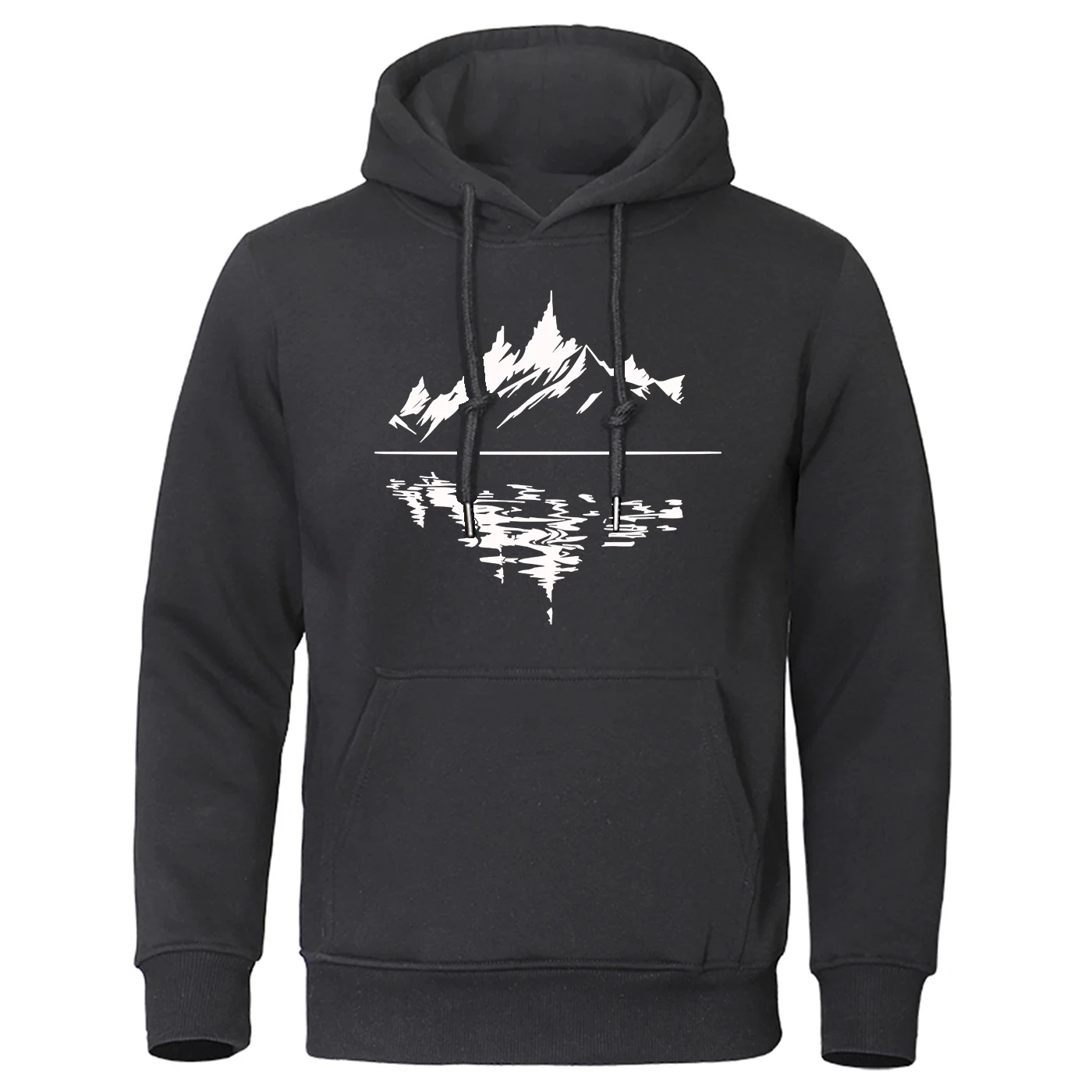 2026 Mountain Reflection Printing Spring And Autumn Man's New Solid-Color Popular Pullover Premium Classic Custom Loose Hoodies