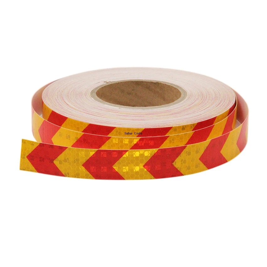 Arrow Reflective Tapes 1Inch*33FT Yellow-Red Waterproof Caution Safety Stickers Reflector Strips Conspicuity Hazard Warning Sign