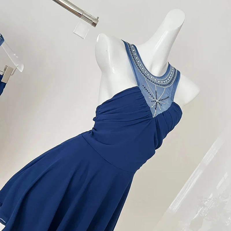 Marine mouwloze sexy vrouwen jurk zomer elegante backless mini-jurk mesh party cockail pure ademende avondjurk vestidos