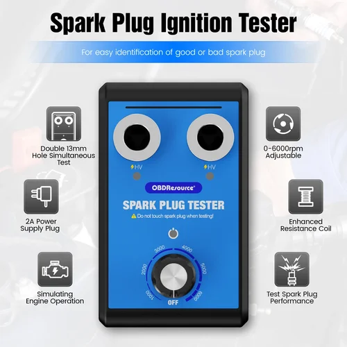 Imagen 2 del producto Probador de bujías de coche, probador de sistema de encendido de 110V y 220V, analizador de bujías de doble orificio, escáner Detector automotriz de 0-6000rpm
