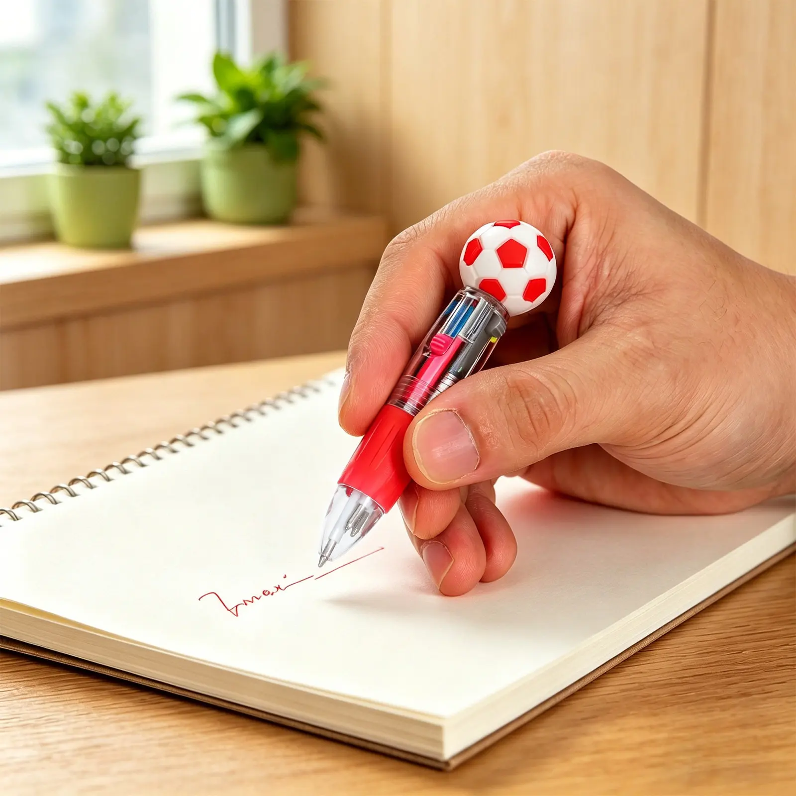 

12Pcs Football Ballpoint Pens 4 Colors Multicolor Ink Retractable Pens Soccer Party Gifts Classroom Rewards Office