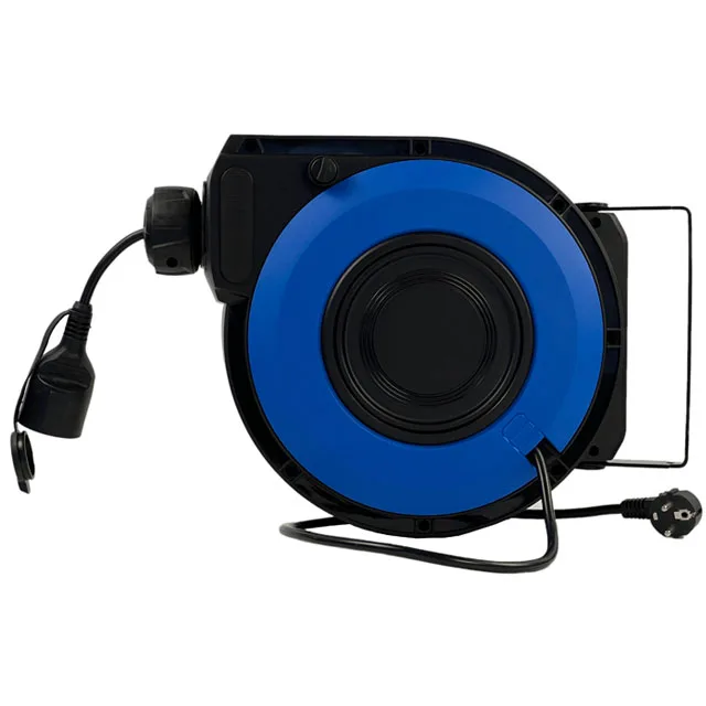 Retractable Extension Cord Reel Heavy Duty Power Cord Reel With 3-Lighted Triple Outlets 12AWG/3C SJTOW Cord 15A