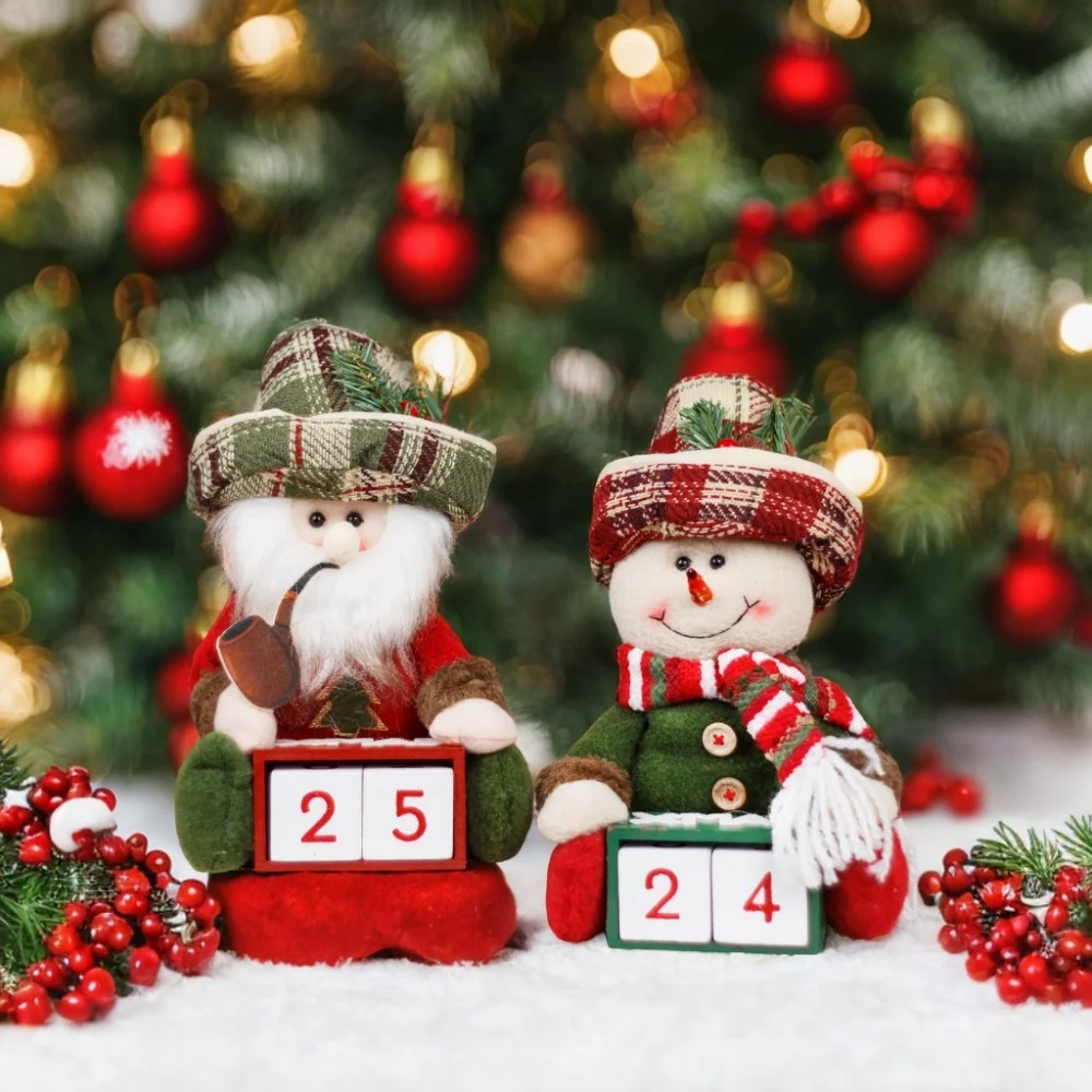 

Christmas Calendar Countdown Snowman Figurine Doll Ornaments Table Decorations Cartoon Winter Xmas Decor For Home Indoor Party