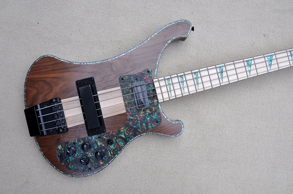 Flyoung High Quality 4 Strings Electric Bass Guitar Walnut Body Electric Bass Musical Instrument
