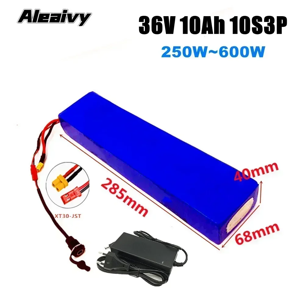 

NEW2024 36V 10Ah 18650 rechargeable lithium battery pack 10S3P 42V 250W~600W for Xiaomi Essential Scooter+charger xt30 jst plug