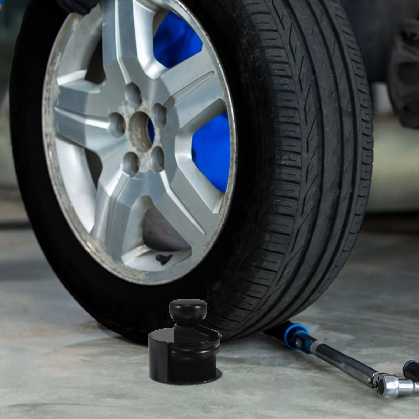 

1 Set Tire Shine Applicator With Stand Small Brush For Automotive Tire Cleaning Car Wash Maintenance Tools Wheel Detailing Car