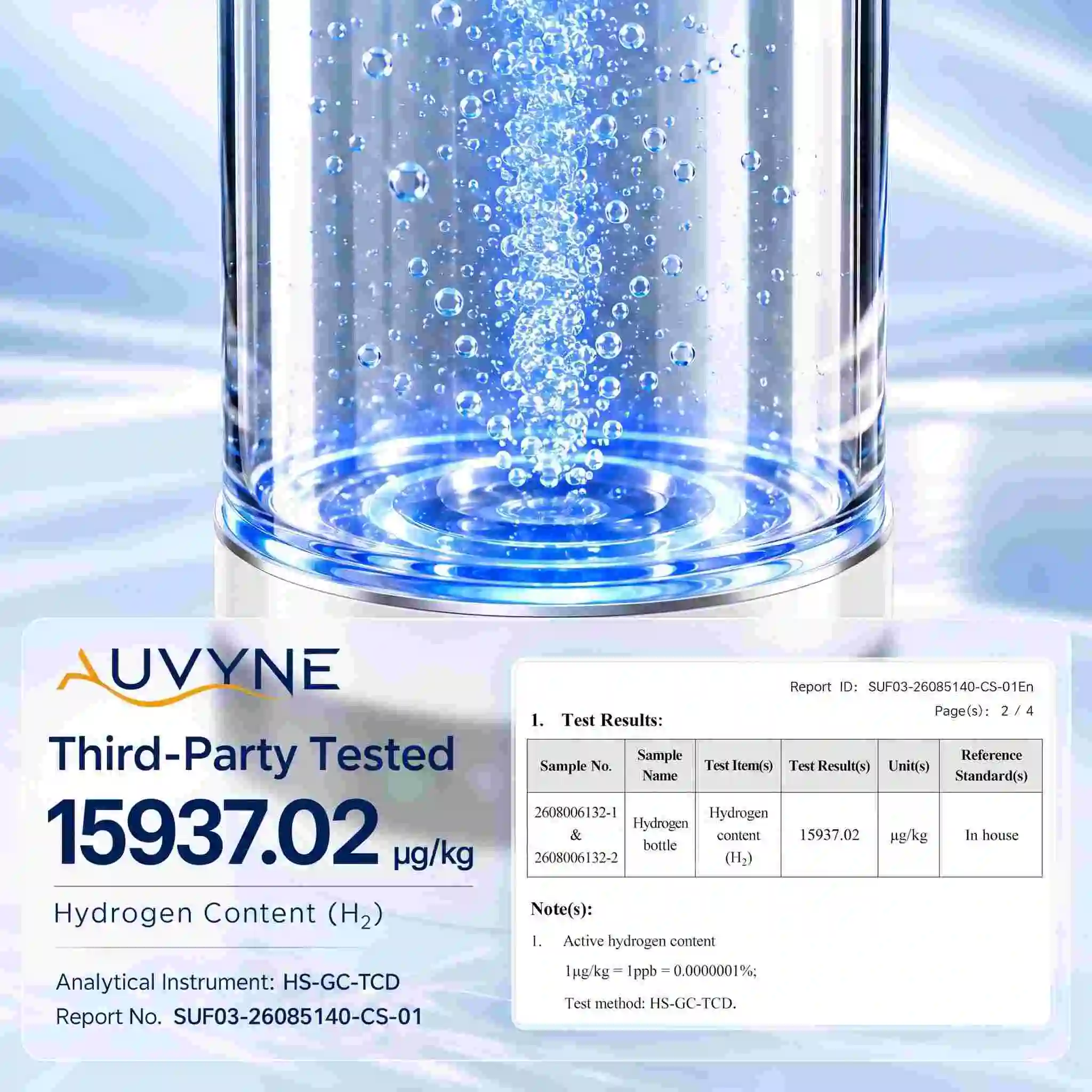 Portable Hydrogen Water Maker 15937PPB AUVYNE 3 in 1 SPE PEM Glass Cup H2 Inhalation Tube Bottle Adapter 450ml Rechargeable