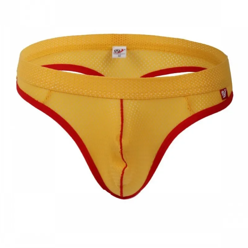 شبكة T الظهر ثونغ للرجال مثير U محدب الحقيبة g-سلسلة لون متباين الحرير الجليد مرونة سريعة الجافة شعور رائع مثلي الجنس المثيرة سراويل