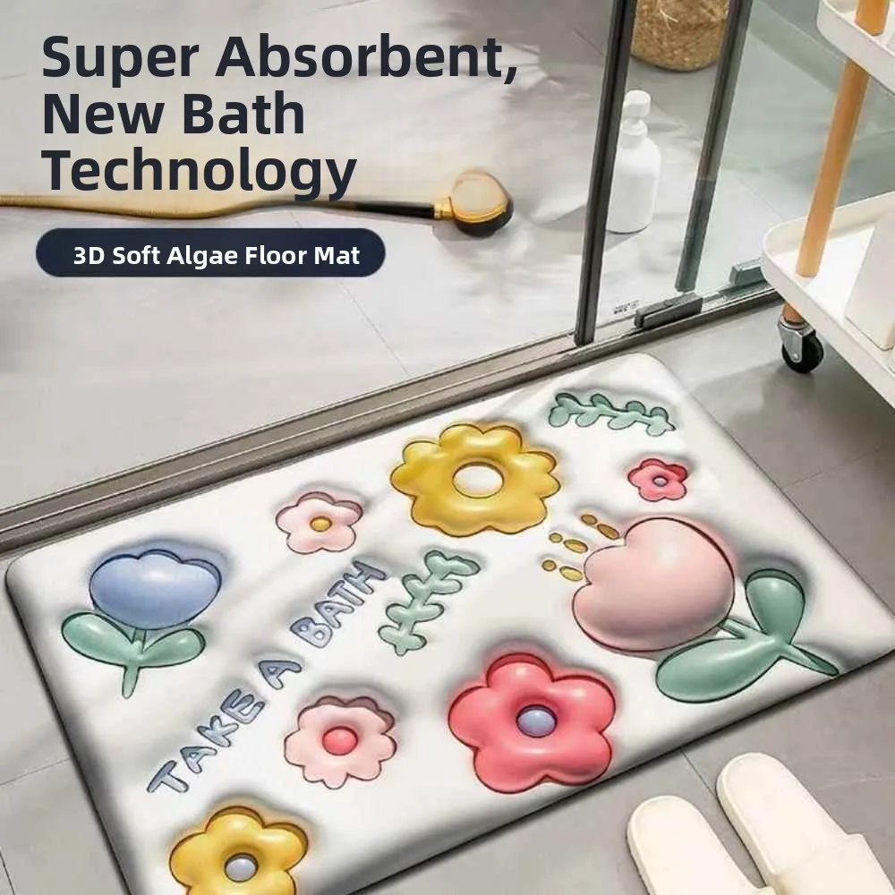 

Летний противоскользящий 3D-коврик из мягкого силикона с рисунком водорослей для ванной и кухни, стереоскопический мультяшный коврик для ног, впитывающий, быстросохнущий, для домашнего декора