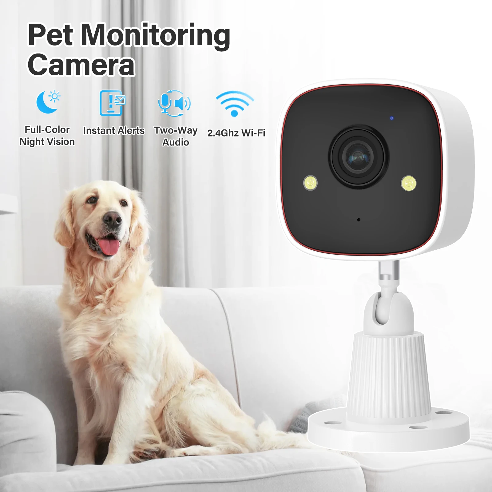 8個セット 2K FHD ワイヤレス防犯カメラ IP66防水 屋内外両用 2.4Ghz WiFi カラー暗視 AI人感センサー搭載