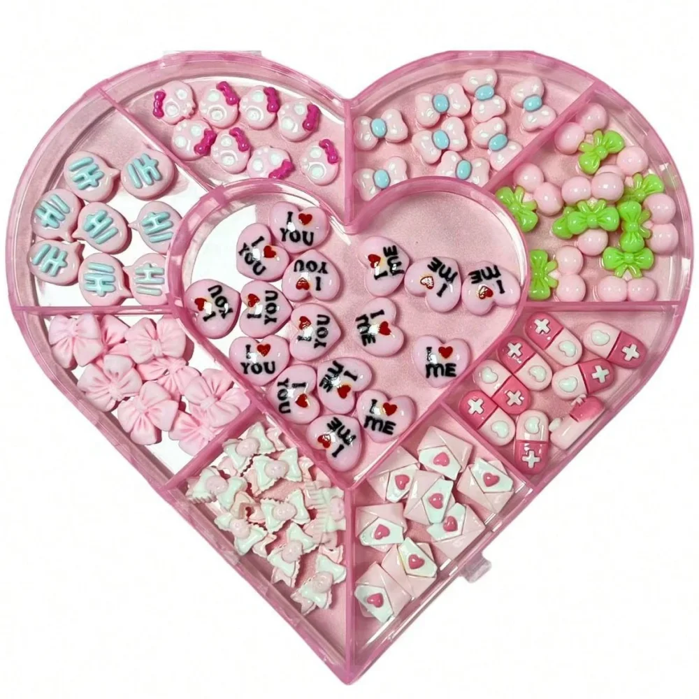 Cartoon Y2K I Love You Heart Stone Bowtie Musical Note Hi Dialog Box Nail Art Charms Decor Junk Phone Case Crafts Accessories