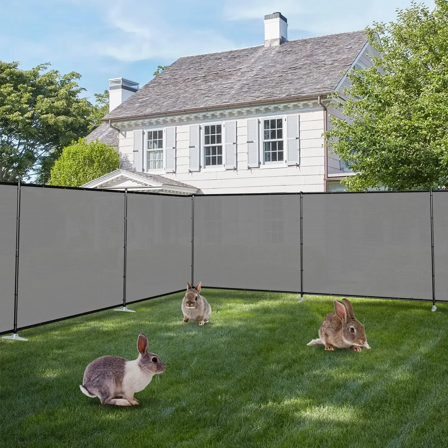 6'x24' Outdoor Privacy Screen Fence Panel Freestanding Backyard Patio Privacy Pool Fencing Temporary Garden Dog Fence with Iron
