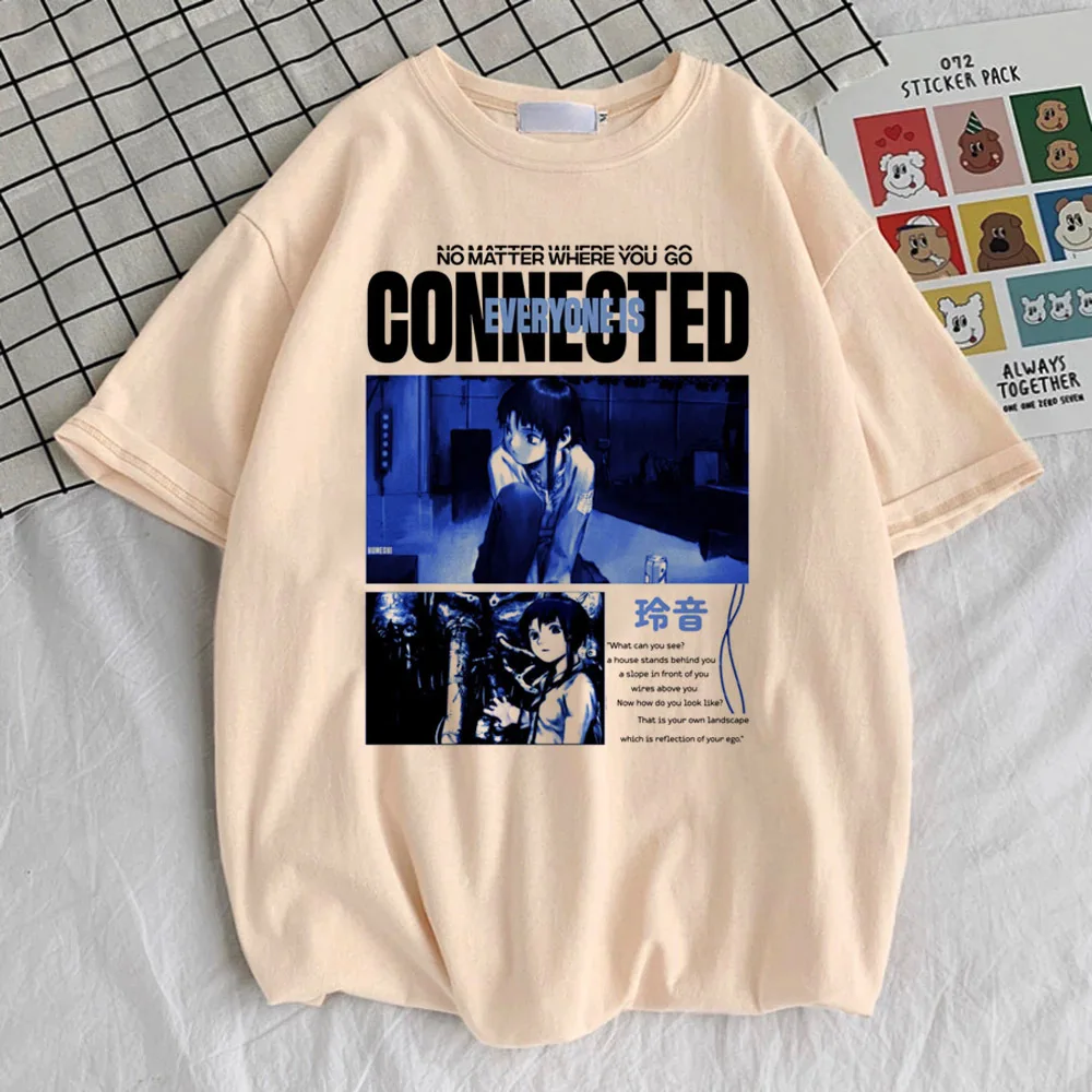 Experimentos en serie Lain girl Retro clásico colorido 2000s cómoda camiseta Grunge cómoda Universidad Vintage streetwear