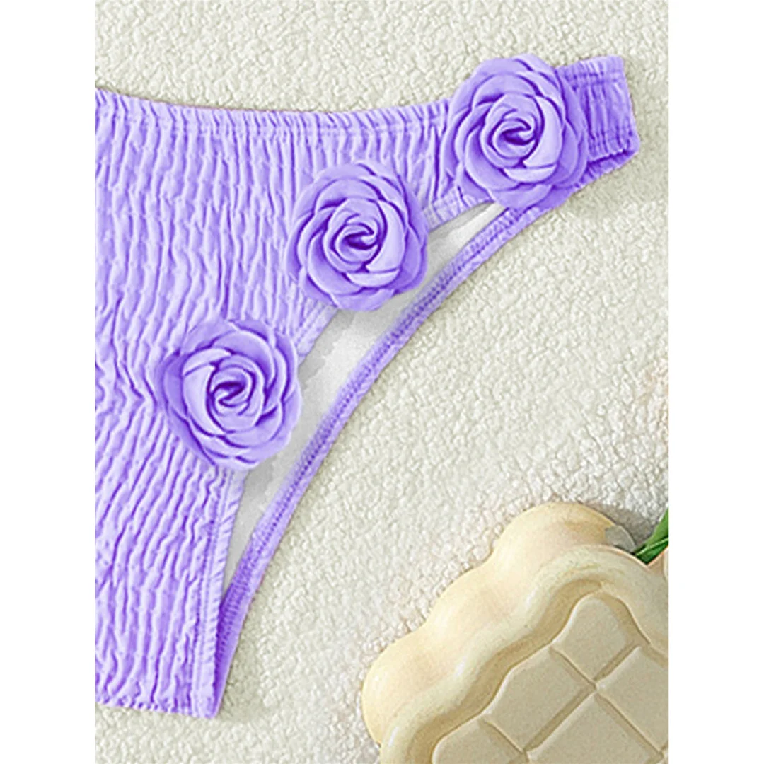 3D-Blumen-Neckholder-Bikini mit Falten, brasilianischer Stil, Damen-Badeanzug, zweiteiliges Bikini-Set, Badebekleidung, Badeanzug, Modell V5559 – Detail 25