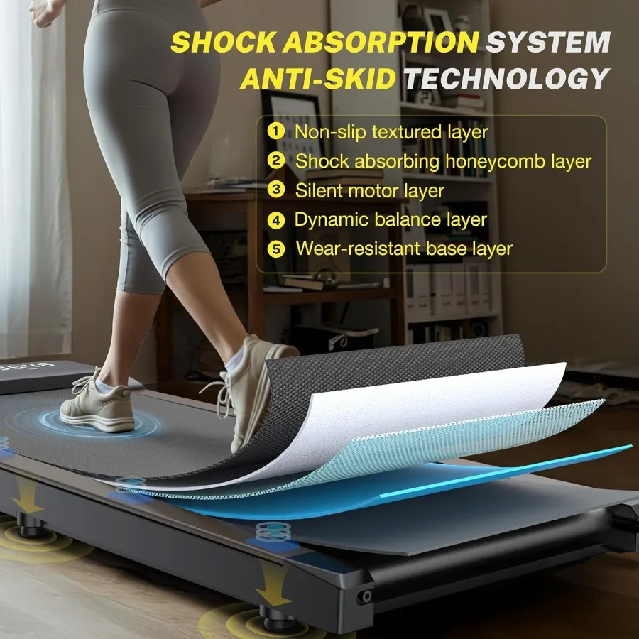 جهاز مشي مع 10 انحدار مائلة وسعة 265 رطل 2.5 حصان قائم هادئ تحت المكتب والمشي والركض والجري