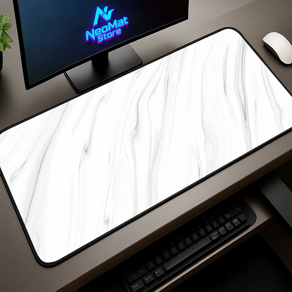 

Big White Mouse Pad Gaming Mousepepad Minimalist Liquid Mats Pc Accessory Rug Home Office Desk Mat Aesthetic Design Large Gamer
