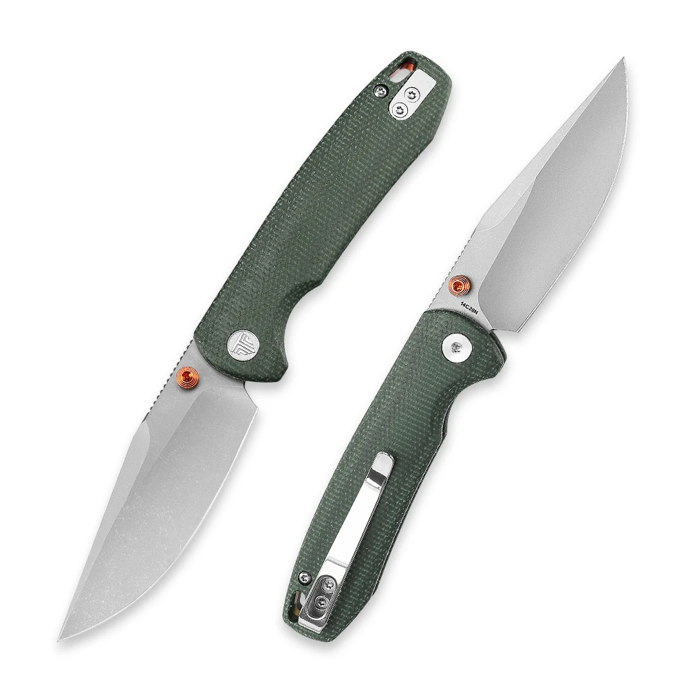 

Карманный складной нож TRIVISA с зажимом для мужчин, лезвие 14C28N, медная ручка Микарта, охота, кемпинг, тактический, для выживания на открытом воздухе, EDC