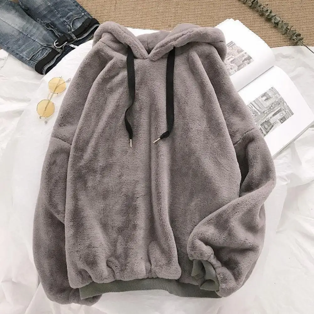 Velvet Warm Men\'s Hoodies Harajuku Korean Loose Casual Wool Flannel Pullover Sweatshirt Oversized Women Plush Hoodie Pullover