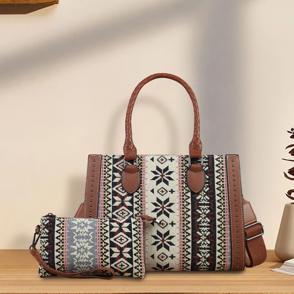 

2pcs Bohe Bag For Women Travel Handbag Bohemian Tote Bag Vintage Purses And Handbags
