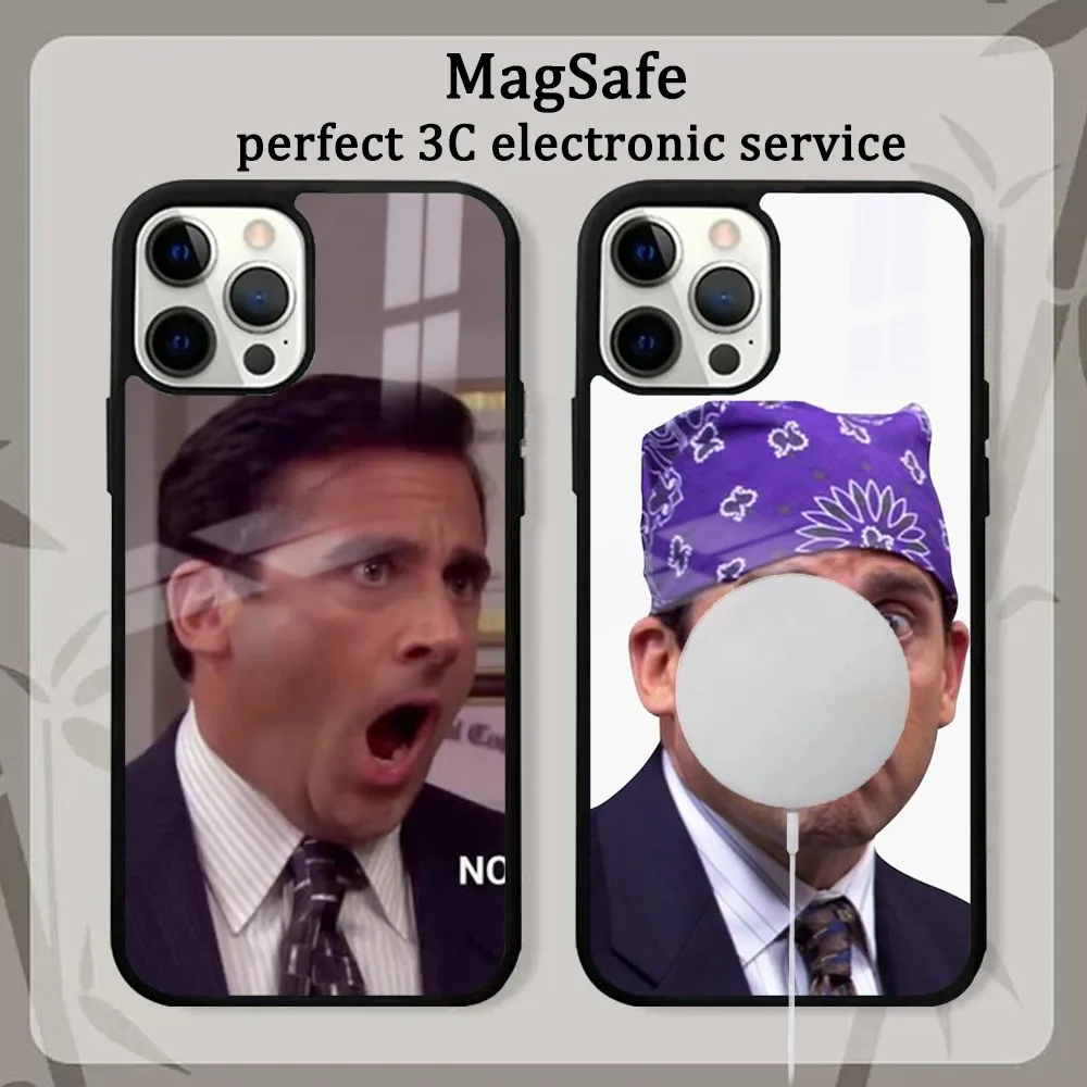 M-Michael Scott The Office Humor Phone Case For iPhone16 15 14 13 12 11 Pro Max Plus Mini Mirror Magnetic Cover