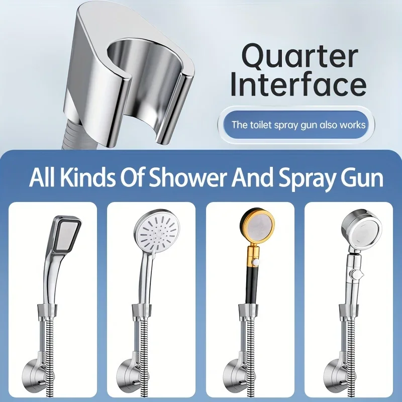 Musurjoy 1pc Bathroom Shower Head Bracket, Punch-free Rain Spray Head Fixer, Universal Adjustable Wall Hanging Shower Base image 4