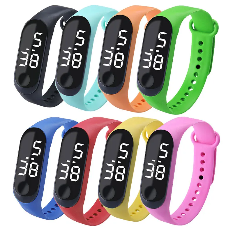 10pcs/lot New Sports Watch for Women Electronic LED Digital Wristwatch Fashion Casual Simple Silicone Touch Waterproof Clock