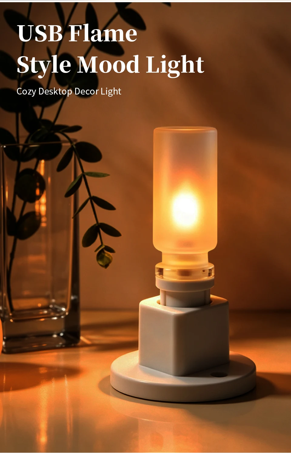 USB LED Night Light Simulated Flame Bulb Night Lamp Flame Flickering Light Effect Candle Bulbs Flameless LED Candles Room Decor