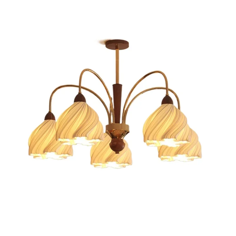 SANDYHA French Retro Chandeliers Cream Skirt Pendant Light LED Hanging Lamp For Bedroom Living Room Dining Table Home Decoration