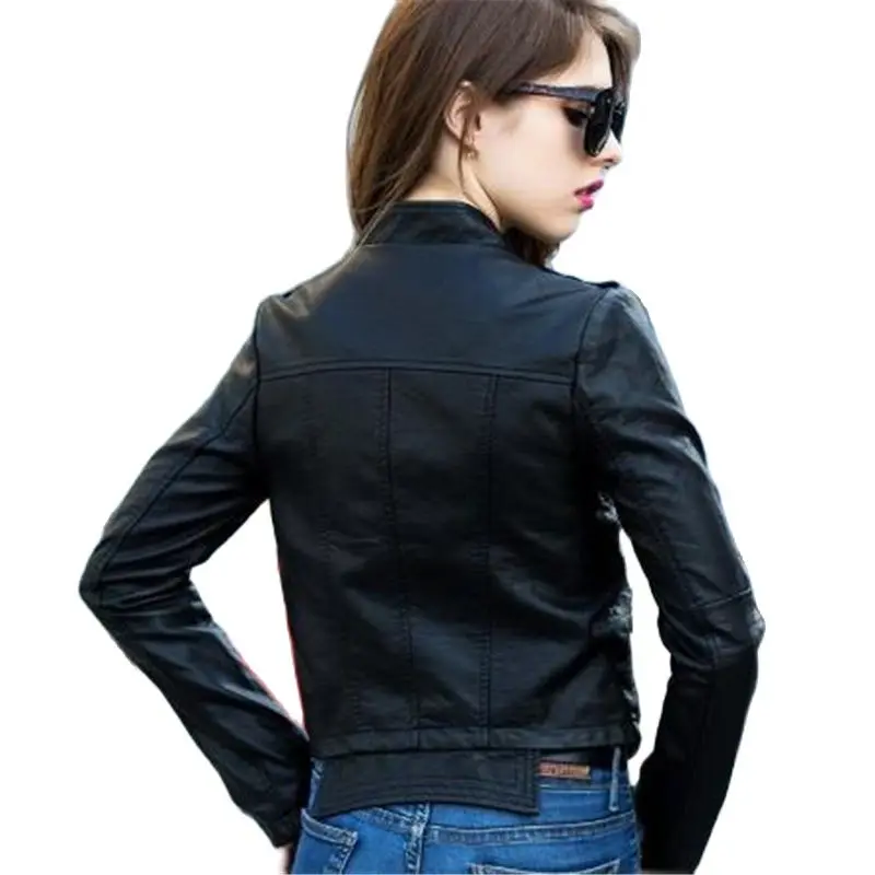 Nieuwe Mode Pu Biker Vrouwen Herfst Jas Leren Jassen Voor Turn-Down Kraag Rits Casual Moto Jasje Veste