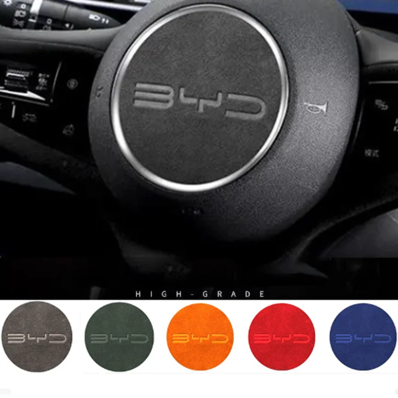 

for BYD Atto 3 YUAN PLUS Dolphin Seal 2022 2023 Car Steering Wheel Sticker Suede Car Steering Wheel Modified Protective Cover