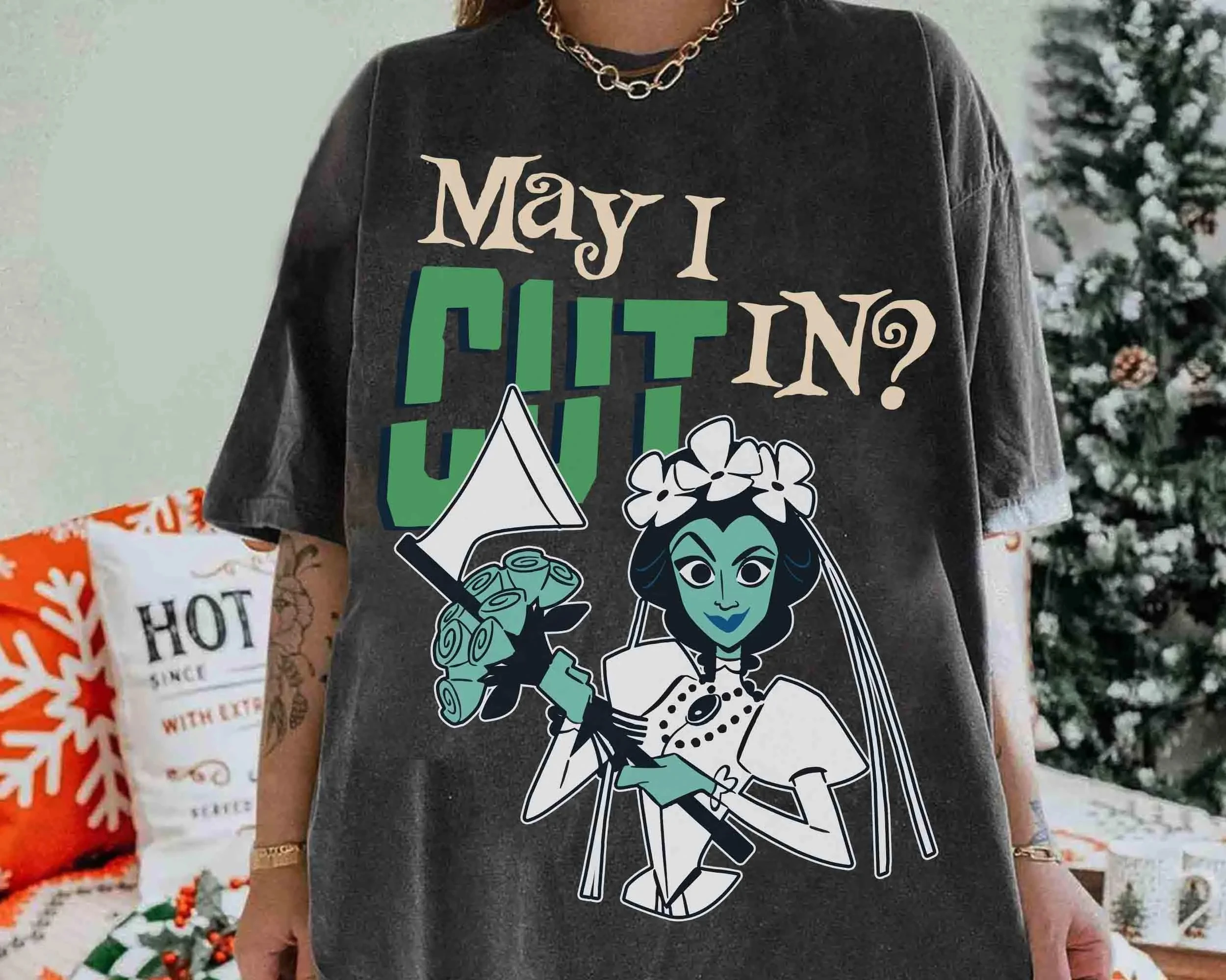 

Забавная футболка Constance Hatchaway May I Cut In Shirt с привидениями, особняк-призрак невесты, футболка Диснея на Хэллоуин