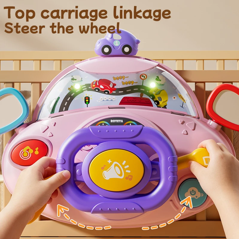 Macaron Kids Early Educational Toy Set Electric Steering Wheel Musical Activity Table Sound Light Stroller Game Boys Girls Gift