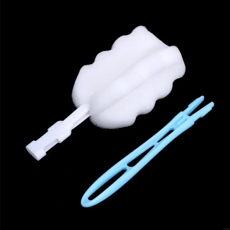 

Y88D Sponge Bottle Brush 360 Degree Rotation Baby Pacifier Cup Nipple Cleaning Brushes Set Handheld Soft for Head