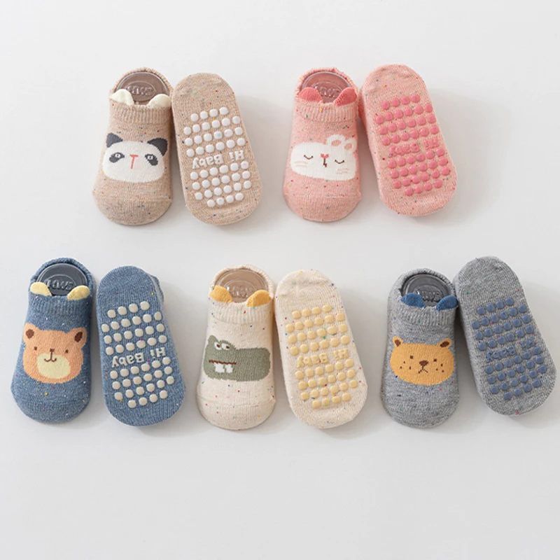 Cartoon Baby Anti-Slip Socks Low Cut Baby Floor Socks Anti-Slip Kids Toddler Socks With Rubber Grips For Boys Girls
