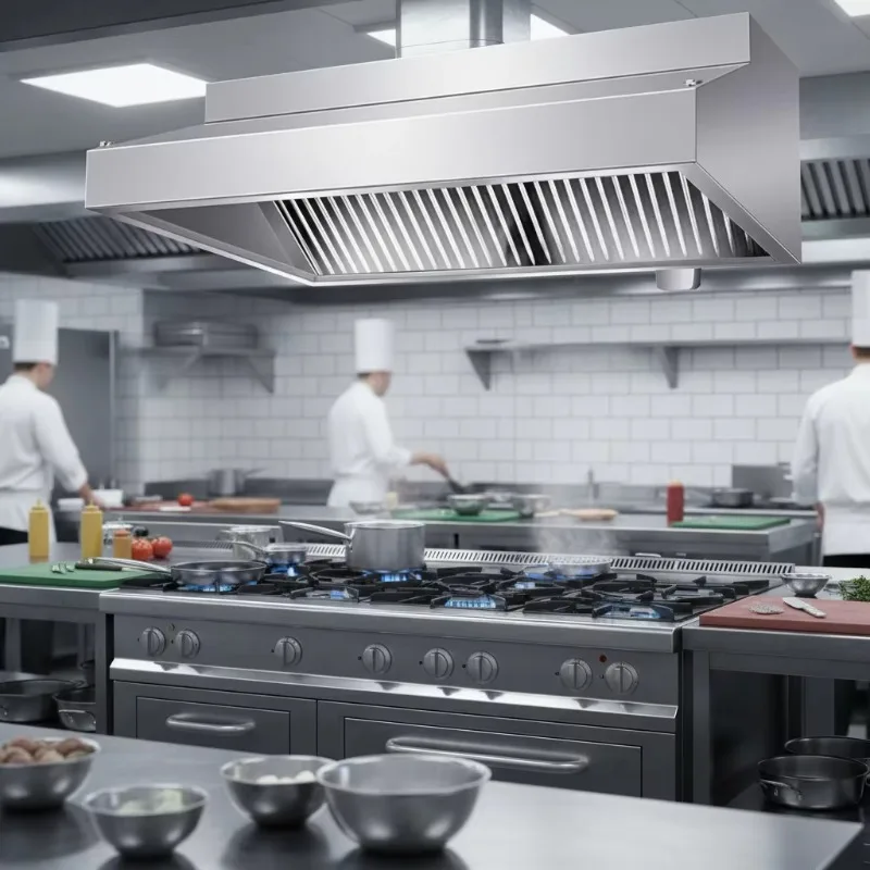 Commercial Kitchen Extractor Hoods Cooking Fresh Air Exhaust Hood 201/304 Stainless Steel Range Hoods Kitchen Island