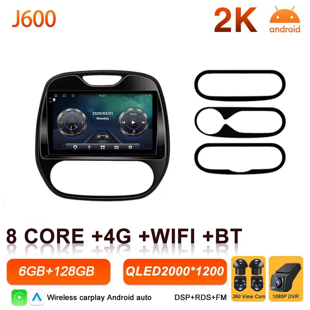 Android 16 Carplay autoradio voor Renault Kaptur Captur Clio Samsung QM3 2013 2014 2015 2016 GPS stereo multimediaspeler BT Wifi