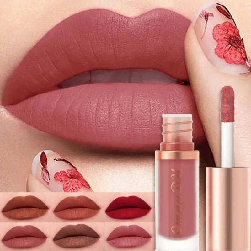 12 Colors Matte Velvet Lip Glaze Waterproof Liquid Lipstick Nude Brown Moisturizing Long Lasting Non-stick Cup Lip Gloss Makeup - view 3