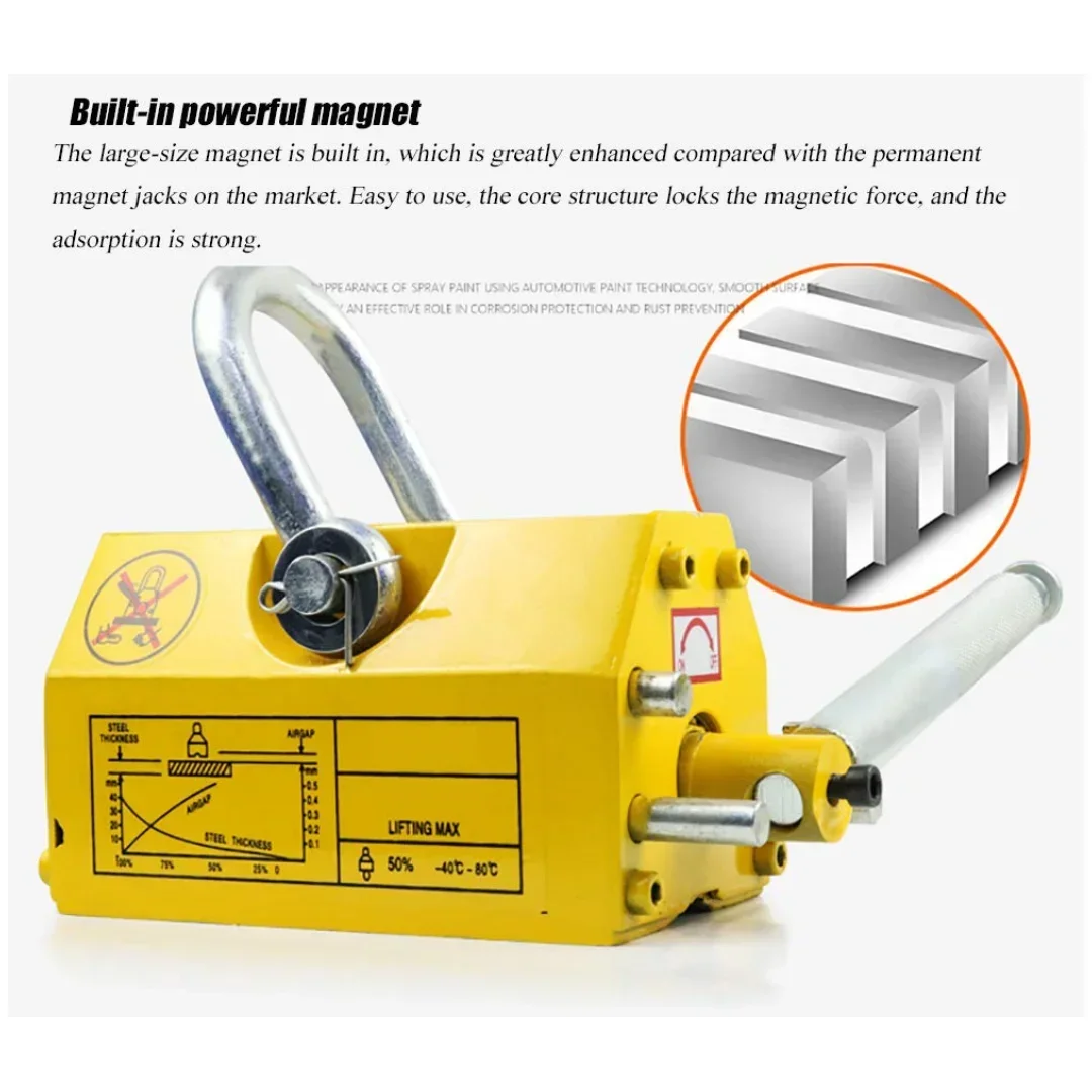 400kg/880lb levantador magnético permanente ímã guindaste talha mandril de elevação levantador magnético de aço resistente para levantamento de metal