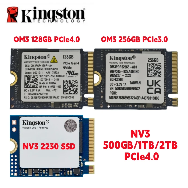 

Kingston OM3 128GB/256GB & NV3 500GB 1TB 2TB M.2 2230 PCIe 4.0 NVMe SSD, Up to 6000MB/s -Stream Deck, Laptop, Desktop Compatible
