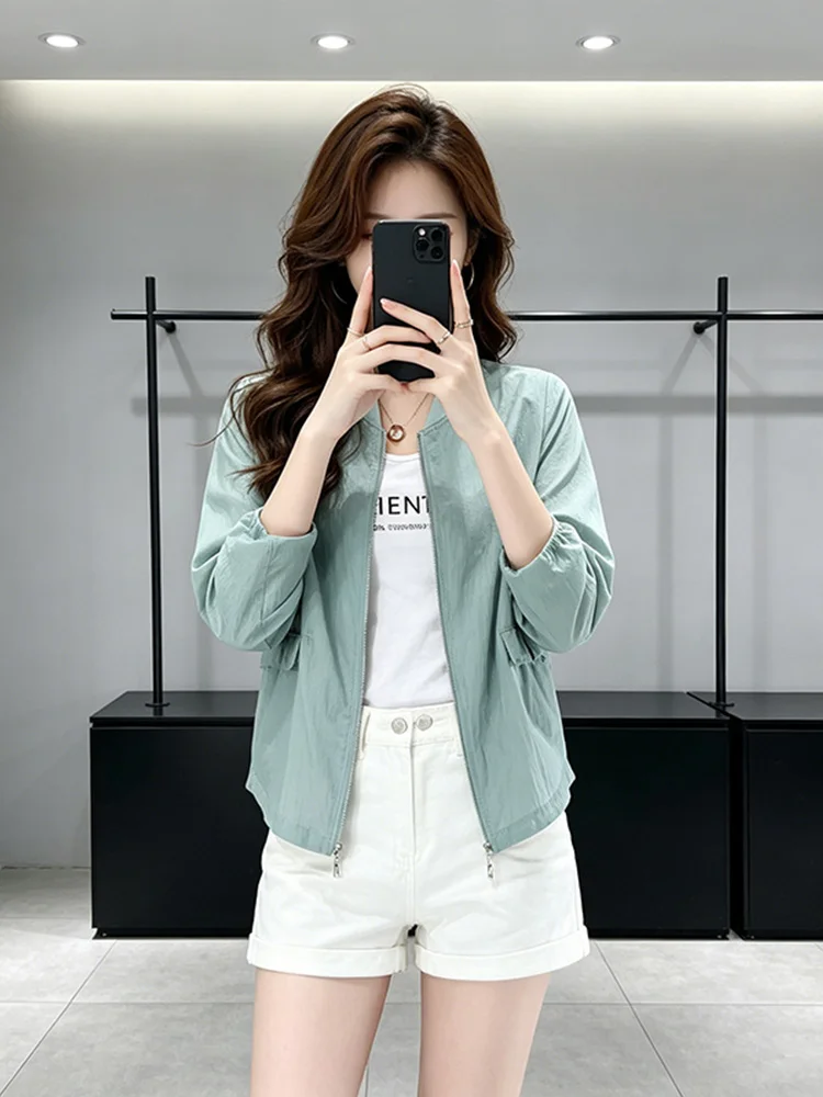 Women's Summer 2026 New Loose Casual Fashion Outdoor Sun Protection Clothes High-End Sensation Stylish Top Zipper Closure Lon...