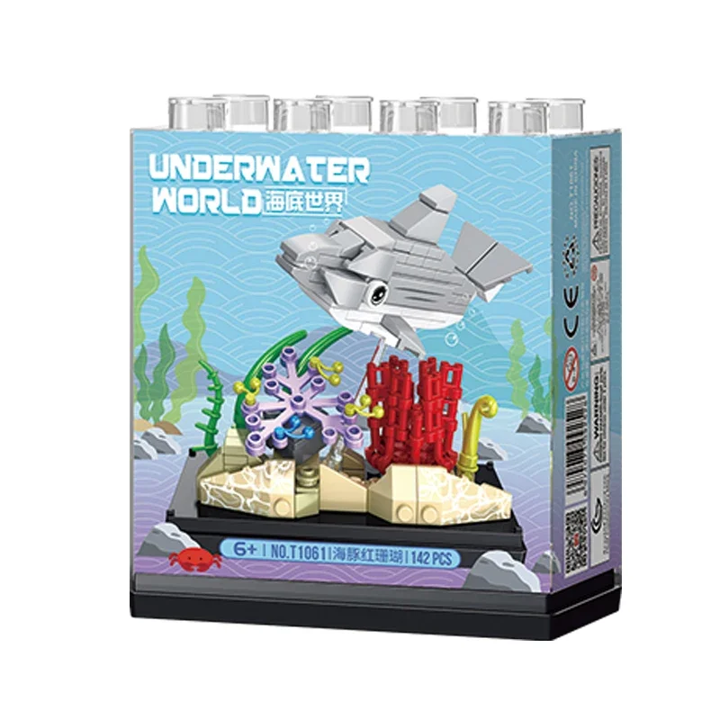 Underwater World Building Blocks Toy Set Dolphin Clown Fish Jellyfish Turtle Marine Life Bricks Toys Children\'s Christmas Gifts